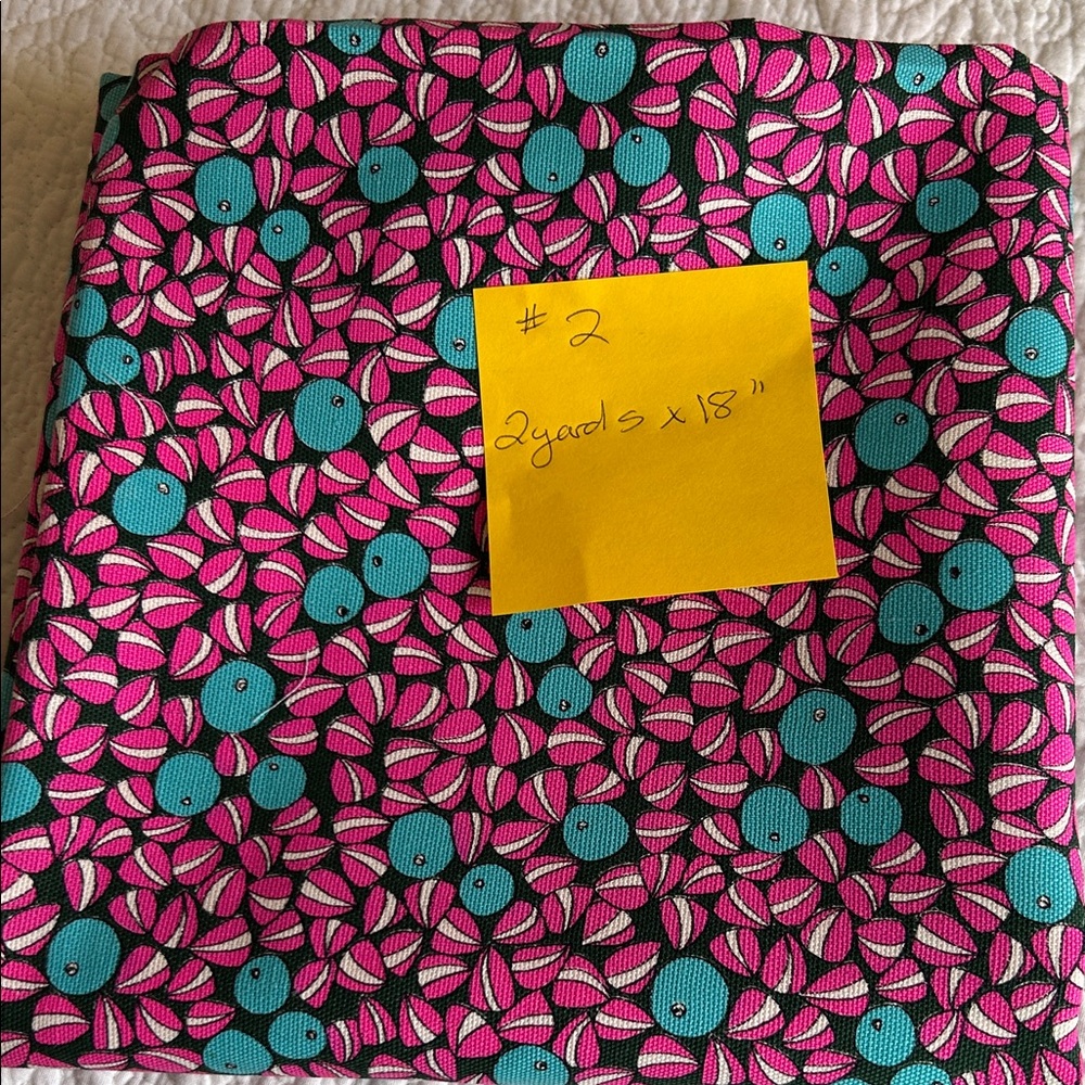 Vibrant Pink and Teal Blue Patterned heavy duck Fabric